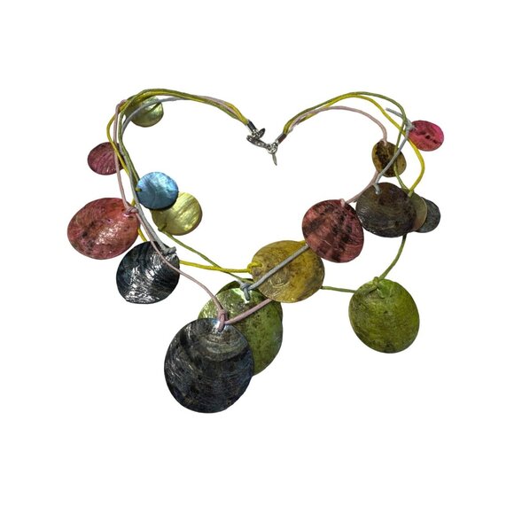 Vintage Avon Necklace Earring set 16 inch Pastel Shell 4 Strand Layered - Picture 5 of 5